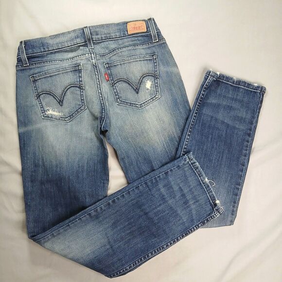 Levi's Too Superlow Skinny Jeans Low Rise Red Tag Distressed Petite sz: 7 Short - Picture 3 of 8